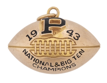1943 Purdue Football "National & Big Ten Champions" 10K Gold Championship Award Presented to Alex Agase (Agase Family LOA)